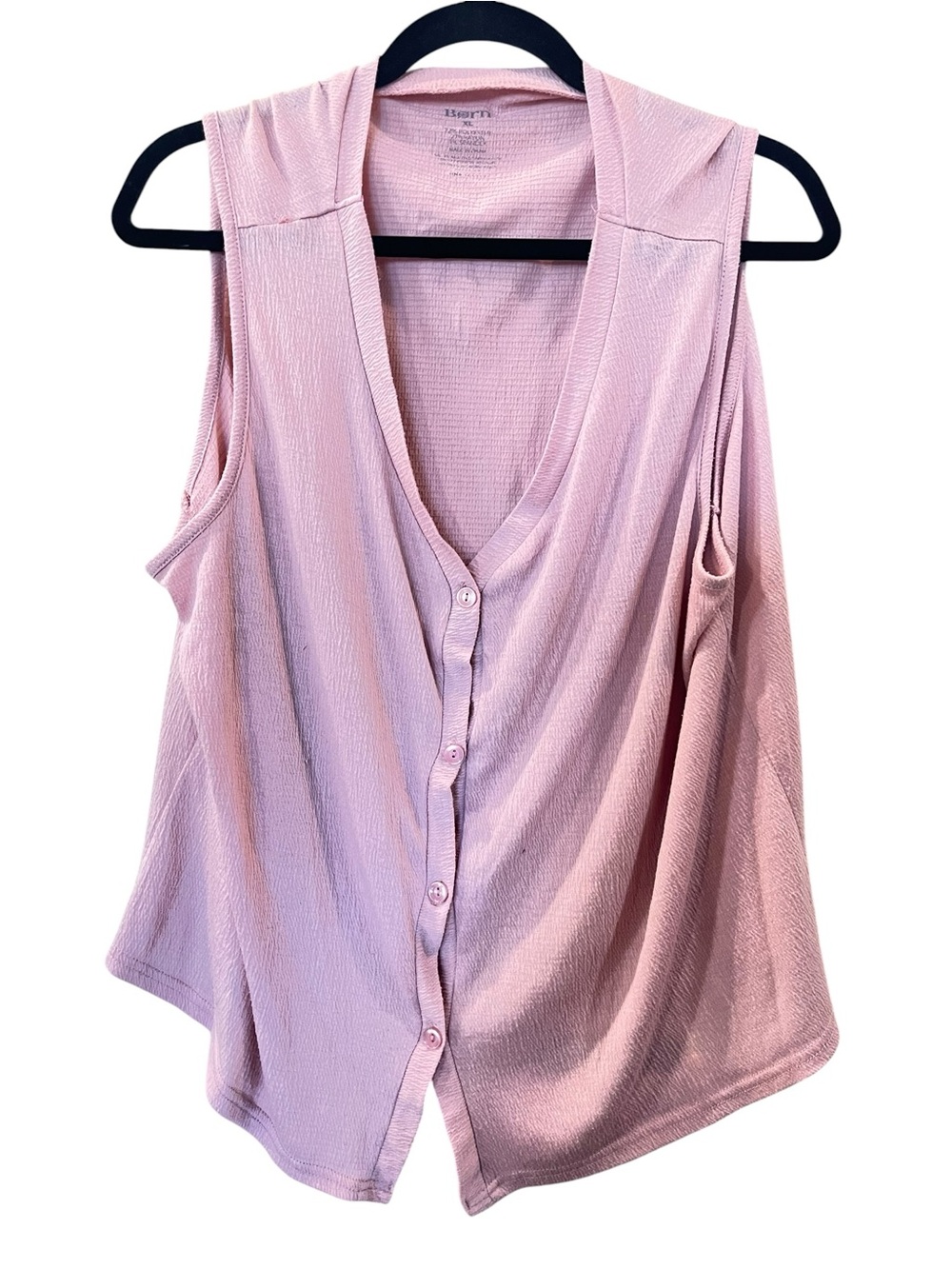 Born Womens Top Pink Soft Sleeveless Tee V-Neck Stretch Size: XL